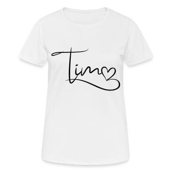 Tim Name First Name Heart Decor - Women's Breathable T-Shirt - white - Front - AI Model Female 172 dark (172cm)