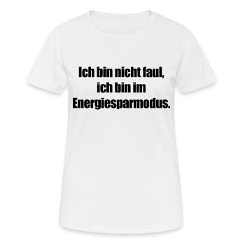 Energiesparmodus aktiv - Frauen T-Shirt atmungsaktiv - Weiß - Vorne - AI Model Female 172 dark (172cm)