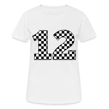 Numéro 12 à carreaux - T-shirt respirant Femme - blanc - Devant - AI Model Female 172 dark (172cm)