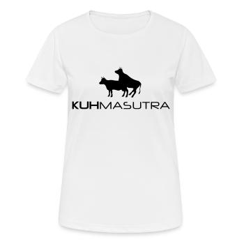 Kuh-masutra Kamasutra Schweiz Kuh - Frauen T-Shirt atmungsaktiv - Weiß - Vorne - AI Model Female 172 dark (172cm)