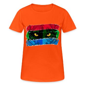 Katzenaugen - Frauen T-Shirt atmungsaktiv - Neonorange - Vorne - AI Model Female 172 dark (172cm)