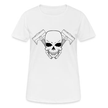 bikerskull - Frauen T-Shirt atmungsaktiv - Weiß - Vorne - AI Model Female 172 dark (172cm)