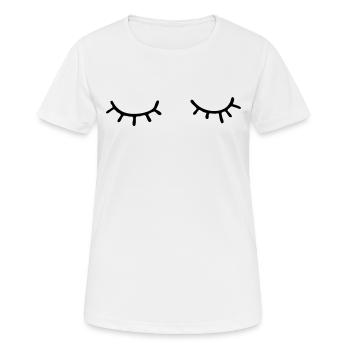Yeux endormis avec des cils - T-shirt respirant Femme - blanc - Devant - AI Model Female 172 dark (172cm)