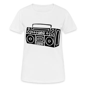 Ghettoblaster Radio Stereo Sound Bass Music Musik - Frauen T-Shirt atmungsaktiv - Weiß - Vorne - AI Model Female 172 dark (172cm)