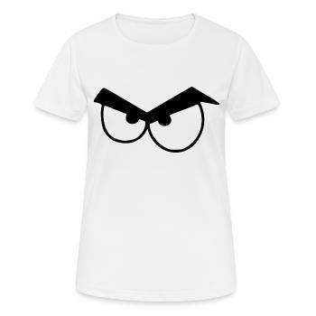 Des yeux en colère avec des sourcils. - T-shirt respirant Femme - blanc - Devant - AI Model Female 172 dark (172cm)