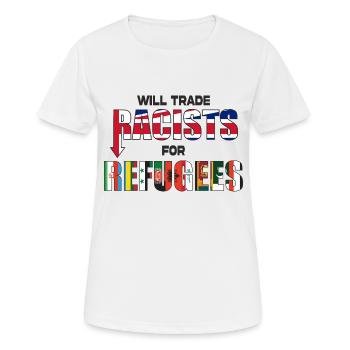Va-t-on échanger des racistes contre des réfugiés - T-shirt respirant Femme - blanc - Devant - AI Model Female 172 dark (172cm)