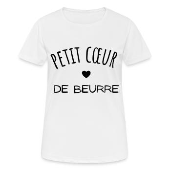 Petit coeur de beurre - T-shirt respirant Femme - blanc - Devant - AI Model Female 172 dark (172cm)