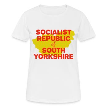 Socialist Republic of South Yorkshire Sheffield le - Women's Breathable T-Shirt - white - Front - AI Model Female 172 dark (172cm)