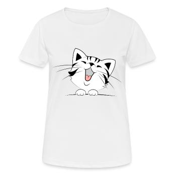 Süße Katze - Frauen T-Shirt atmungsaktiv - Weiß - Vorne - AI Model Female 172 dark (172cm)