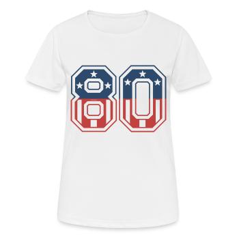 Nummer 80 USA - Frauen T-Shirt atmungsaktiv - Weiß - Vorne - AI Model Female 172 dark (172cm)