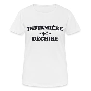 infirmiere qui dechire Cadeau Humoristique - T-shirt respirant Femme - blanc - Devant - AI Model Female 172 dark (172cm)