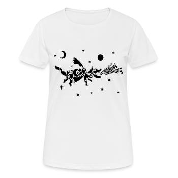 Der schwarze Drache - Frauen T-Shirt atmungsaktiv - Weiß - Vorne - AI Model Female 172 dark (172cm)