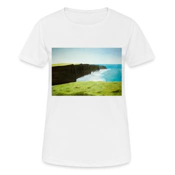 Falaises De Moher Aquarelle Peinture - T-shirt respirant Femme - blanc - Devant - AI Model Female 172 dark (172cm)