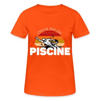 Je peux pas j’ai piscine - T-shirt respirant Femme - orange néon - Devant - AI Model Female 172 dark (172cm)