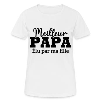 Meilleur papa élu par ma fille - T-shirt respirant Femme - blanc - Devant - AI Model Female 172 dark (172cm)