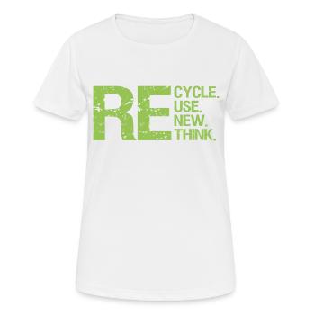 ReCycle ReUse ReNew ReThink - Frauen T-Shirt atmungsaktiv - Weiß - Vorne - AI Model Female 172 dark (172cm)