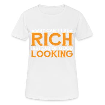 Pourquoi ne puis-je pas être riche au lieu d’être beau 7 - T-shirt respirant Femme - blanc - Devant - AI Model Female 172 dark (172cm)