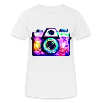Photographier Photographe Appareil photo Photographe Drôle - T-shirt respirant Femme - blanc - Devant - AI Model Female 172 dark (172cm)