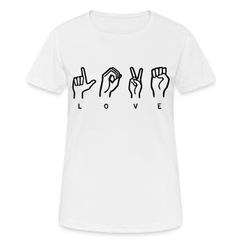 LOVE Sign Language - Women's Breathable T-Shirt - white - Front - AI Model Female 172 dark (172cm)