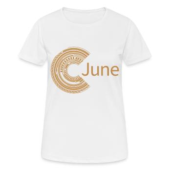 Für June - Frauen T-Shirt atmungsaktiv - Weiß - Vorne - AI Model Female 172 dark (172cm)
