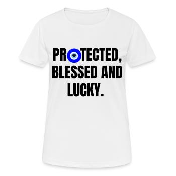 Protected and lucky - Women's Breathable T-Shirt - white - Front - AI Model Female 172 dark (172cm)