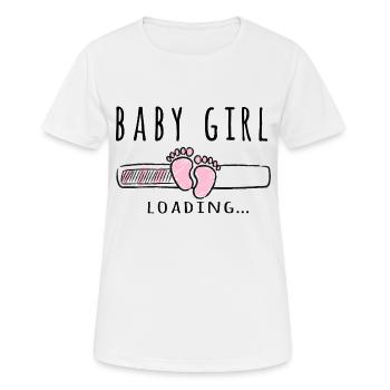 Grossesse Bébé fille Annoncer La Grossesse Fille - T-shirt respirant Femme - blanc - Devant - AI Model Female 172 dark (172cm)