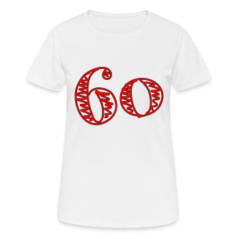 60. 60 ANS. 60e ANNIVERSAIRE. ANNIVERSAIRE 60 ANS. - T-shirt respirant Femme - blanc - Devant - AI Model Female 172 dark (172cm)