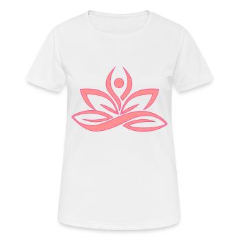 Yoga Shirt Motif / Lotus Position Lotus Flower - Women's Breathable T-Shirt - white - Front - AI Model Female 172 dark (172cm)