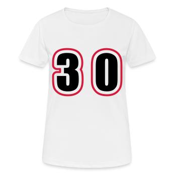 30 Zahl College - Frauen T-Shirt atmungsaktiv - Weiß - Vorne - AI Model Female 172 dark (172cm)