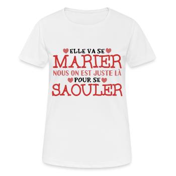 EVJF Humour Future Mariée Enterrement Jeune Fille - T-shirt respirant Femme - blanc - Devant - AI Model Female 172 dark (172cm)