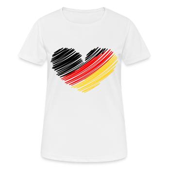 Deutschland Herz Deutschlandfahne - Frauen T-Shirt atmungsaktiv - Weiß - Vorne - AI Model Female 172 dark (172cm)