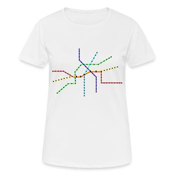 Réseau de lignes / horaires / tram - T-shirt respirant Femme - blanc - Devant - AI Model Female 172 dark (172cm)