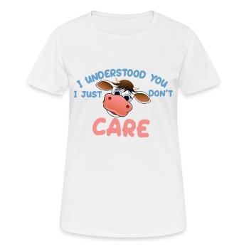 Je t'ai compris, je m'en fiche, drôle de vache - T-shirt respirant Femme - blanc - Devant - AI Model Female 172 dark (172cm)