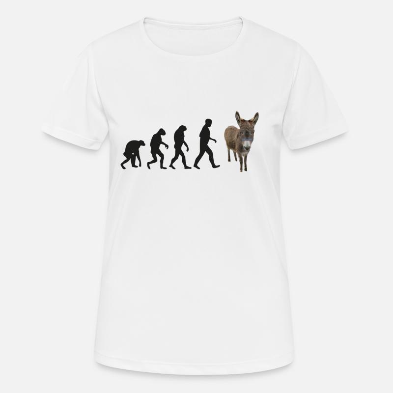 esel evolution - Frauen T-Shirt atmungsaktiv - Weiß