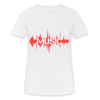 Musik Schriftzug Frequenz Frequenzen Grafik Rot - Frauen T-Shirt atmungsaktiv - Weiß - Vorne - AI Model Female 172 dark (172cm)