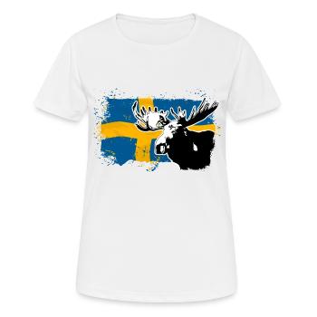 Sweden - Moose & Flag - Frauen T-Shirt atmungsaktiv - Weiß - Vorne - AI Model Female 172 dark (172cm)