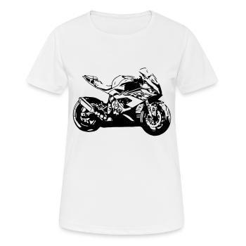 Motorrad - Frauen T-Shirt atmungsaktiv - Weiß - Vorne - AI Model Female 172 dark (172cm)