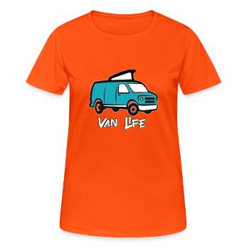 Van life / Nomadlife VANLIFER NOMADS - Women's Breathable T-Shirt - neon orange - Front - AI Model Female 172 dark (172cm)