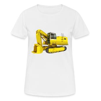 Excavatrice jaune, pelle rétrocaveuse, industrie - T-shirt respirant Femme - blanc - Devant - AI Model Female 172 dark (172cm)