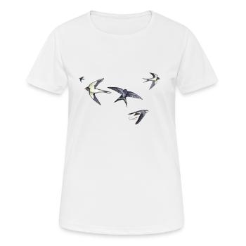 Hirondelles rustiques - T-shirt respirant Femme - blanc - Devant - AI Model Female 172 dark (172cm)