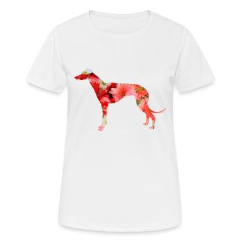 Windhund als Blumensilhouette - Frauen T-Shirt atmungsaktiv - Weiß - Vorne - AI Model Female 172 dark (172cm)