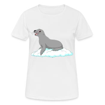 Robbe lachender Seehund See Hund Eisscholle Polar - Frauen T-Shirt atmungsaktiv - Weiß - Vorne - AI Model Female 172 dark (172cm)