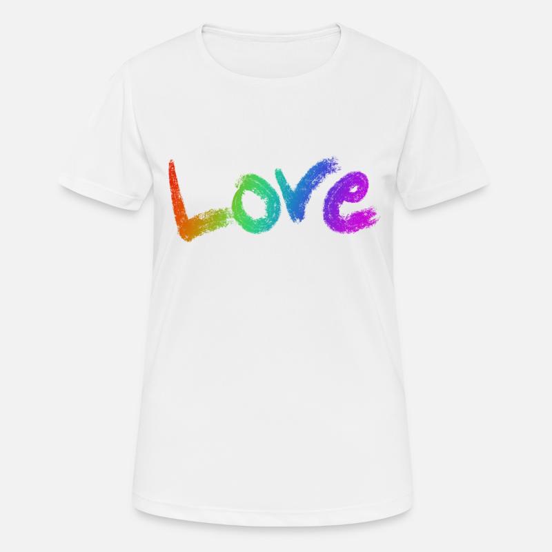 Love Text Rainbow - Women's Breathable T-Shirt - white