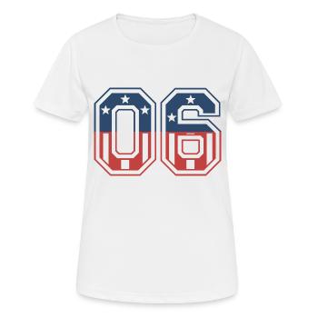 Anzahl 06 USA - Frauen T-Shirt atmungsaktiv - Weiß - Vorne - AI Model Female 172 dark (172cm)