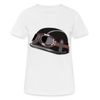 vieux casque moto motard lunette 602 A - T-shirt respirant Femme - blanc - Devant - AI Model Female 172 dark (172cm)