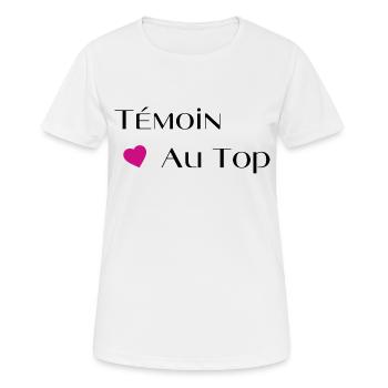 Témoin au top - T-shirt respirant Femme - blanc - Devant - AI Model Female 172 dark (172cm)