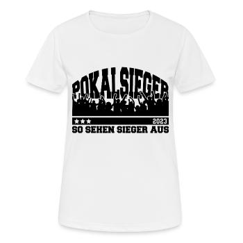 Pokalsieger 2023 - So sehen Sieger aus - Frauen T-Shirt atmungsaktiv - Weiß - Vorne - AI Model Female 172 dark (172cm)