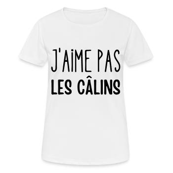j'aime pas les câlins - T-shirt respirant Femme - blanc - Devant - AI Model Female 172 dark (172cm)