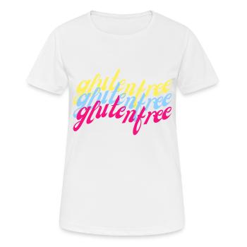 Gluten free geschwungen bunt - Frauen T-Shirt atmungsaktiv - Weiß - Vorne - AI Model Female 172 dark (172cm)
