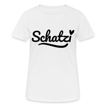 Schatzi Schrift Herz - Frauen T-Shirt atmungsaktiv - Weiß - Vorne - AI Model Female 172 dark (172cm)